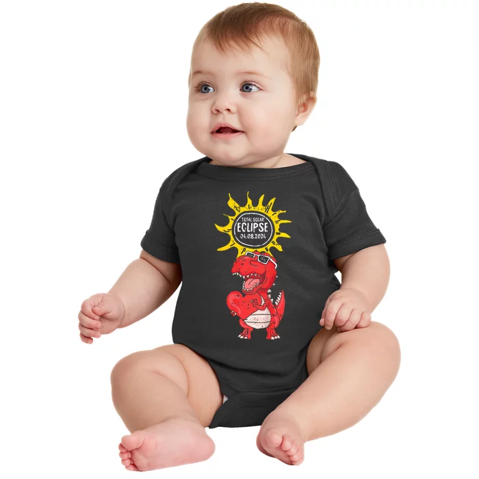 Dinosaur Heart Total Solar Eclipse April 8 2024 Totality Baby Bodysuit