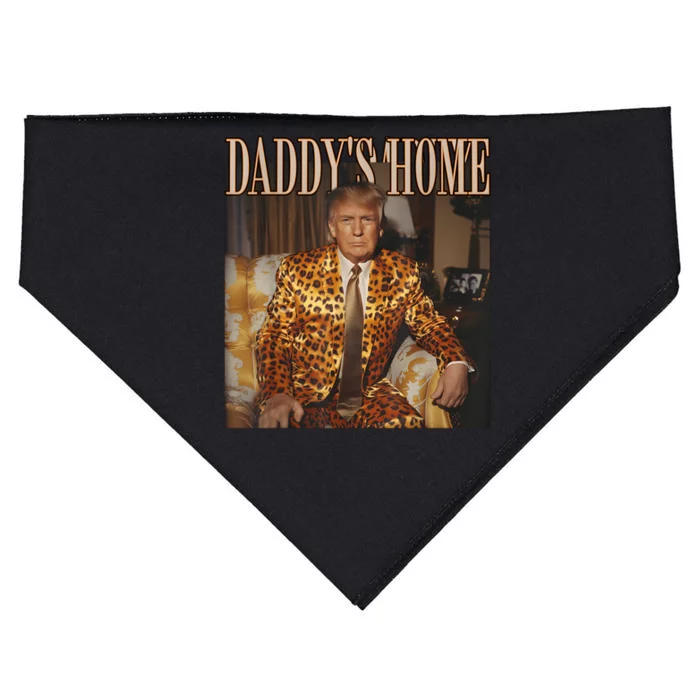 Daddys Home Trump 2024 Leopard Funny Maga USA-Made Doggie Bandana