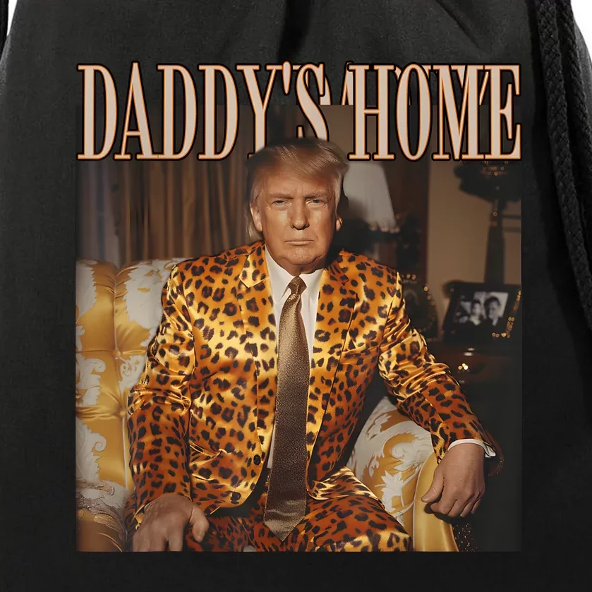 Daddys Home Trump 2024 Leopard Funny Maga Drawstring Bag