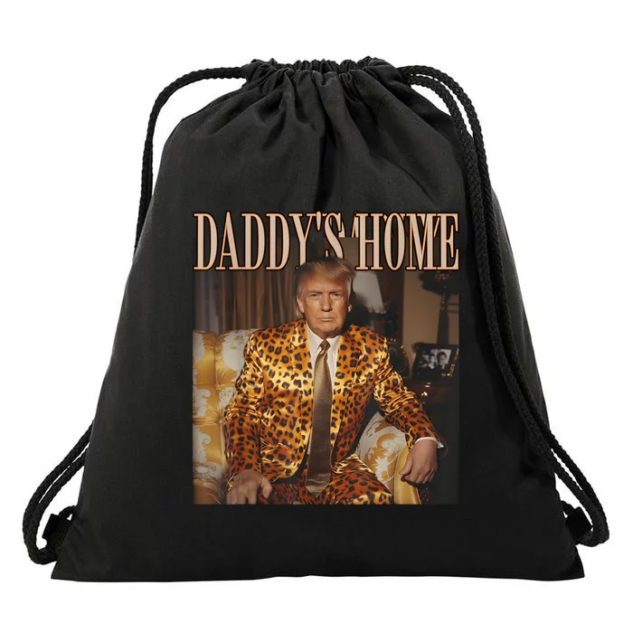 Daddys Home Trump 2024 Leopard Funny Maga Drawstring Bag