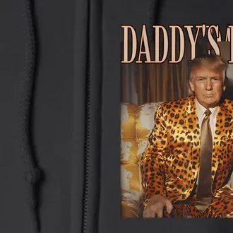 Daddys Home Trump 2024 Leopard Funny Maga Full Zip Hoodie