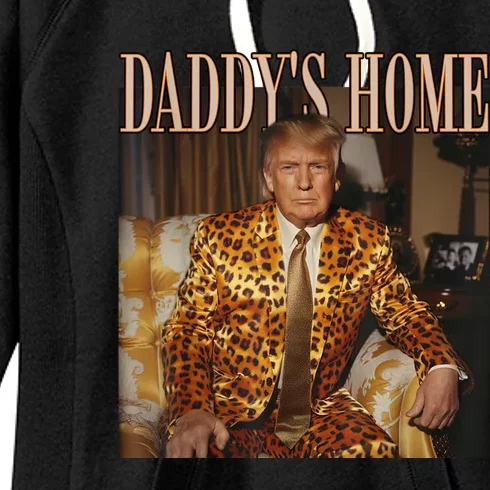 Daddys Home Trump Trump 2024 Leopard Funny Maga Women's Fleece Hoodie