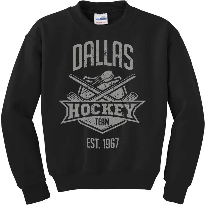 Dallas Hockey Team Vintage Est 1967 Texas Star Sticks & Puck Kids Sweatshirt