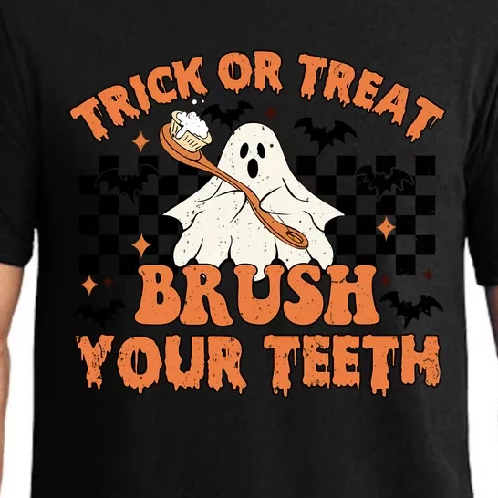 Dental Halloween Trick Or Treat Brush Your Teeth Funny Ghost Gift Pajama Set