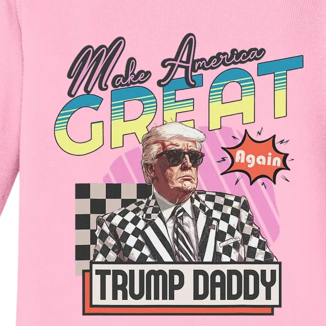 DaddyS Home Trump 2024 Take America Back Pink Design Baby Long Sleeve Bodysuit