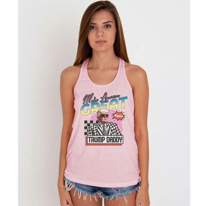 DaddyS Home Trump 2024 Take America Back Pink Design Women's Knotted Racerback Tank