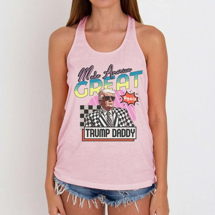 DaddyS Home Trump 2024 Take America Back Pink Design Women's Knotted Racerback Tank