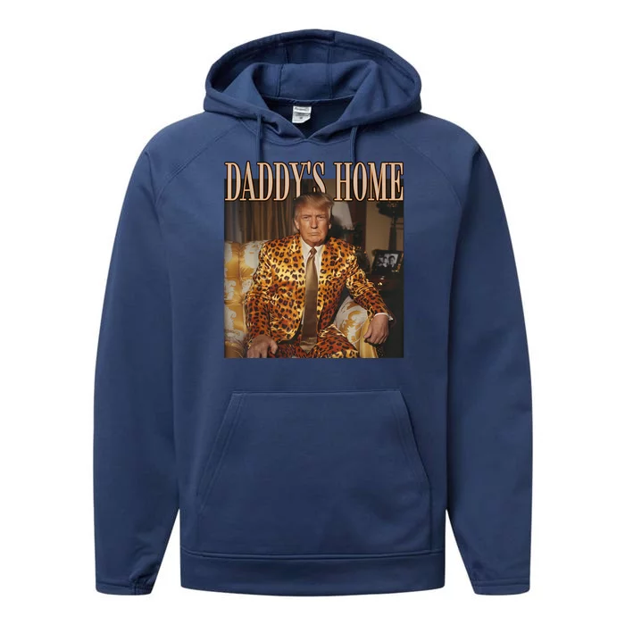 Daddys Home Trump 2024 Leopard Felon Conviction Vote Performance Fleece Hoodie