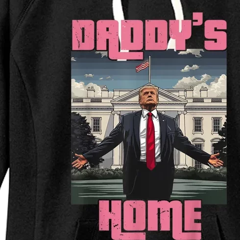 Daddys Home Trump Pink 2024 Funny Trump Take America Back Women's Fleece Hoodie