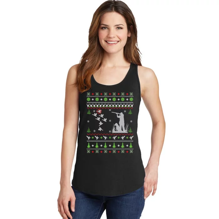 Duck Hunting Ugly Christmas Hunt Xmas Ladies Essential Tank