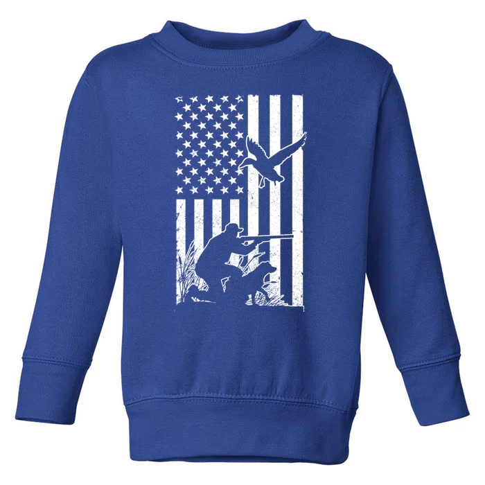 Duck Hunting Usa Flag Waterfowl Geese Game Hunter Gift Toddler Sweatshirt