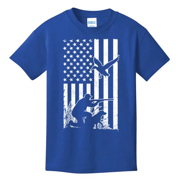 Duck Hunting Usa Flag Waterfowl Geese Game Hunter Gift Kids T-Shirt