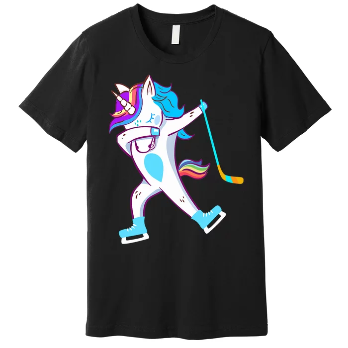 Dabbing Hockey Unicorn Puck Girls Cool Ice Hockey Premium T-Shirt