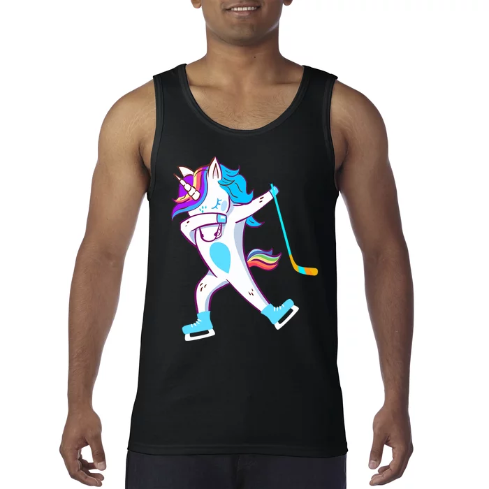 Dabbing Hockey Unicorn Puck Girls Cool Ice Hockey Tank Top