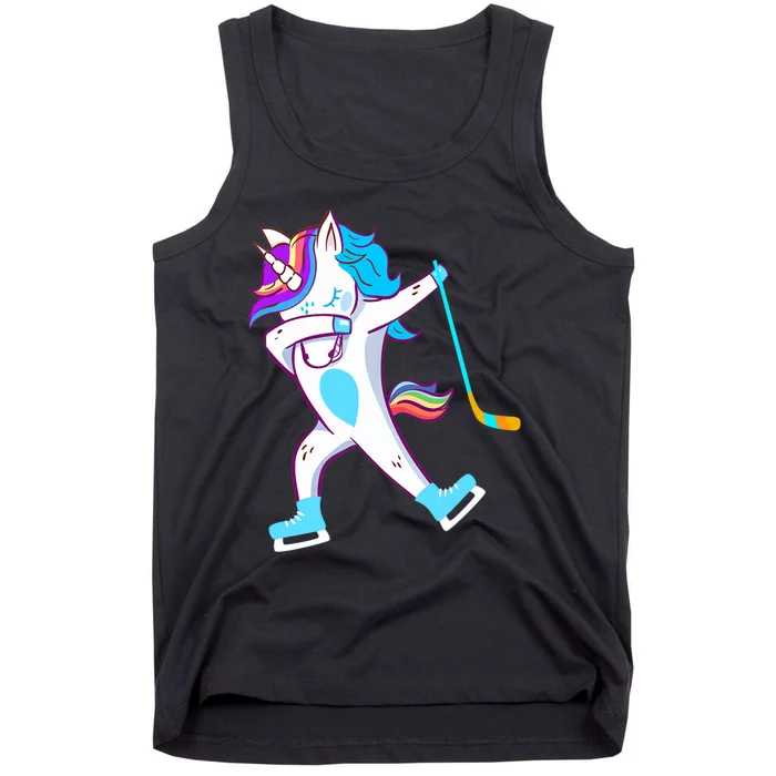 Dabbing Hockey Unicorn Puck Girls Cool Ice Hockey Tank Top