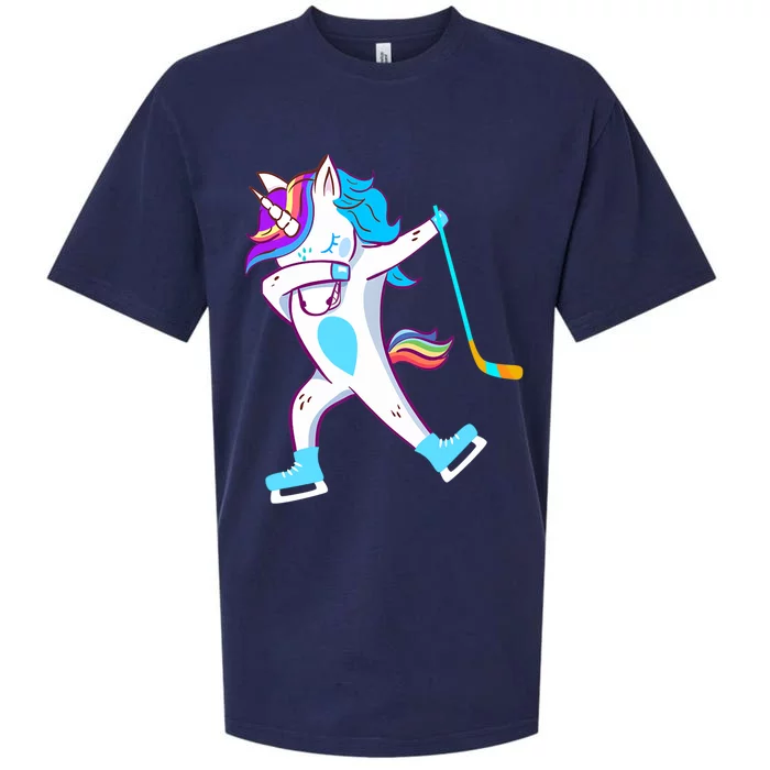 Dabbing Hockey Unicorn Puck Girls Cool Ice Hockey Sueded Cloud Jersey T-Shirt