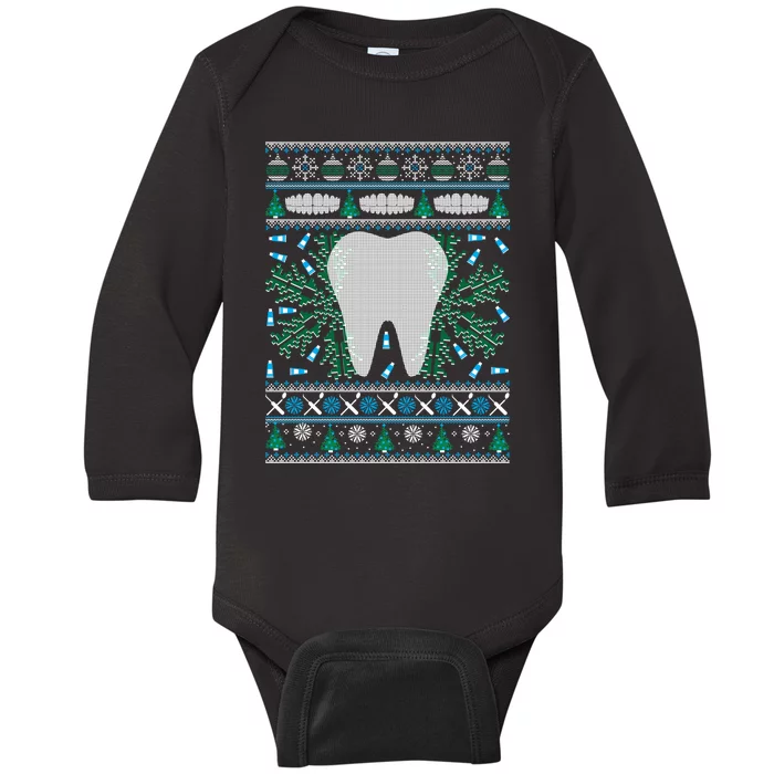 Dental Hygienist Ugly Christmas Funny Holiday Baby Long Sleeve Bodysuit