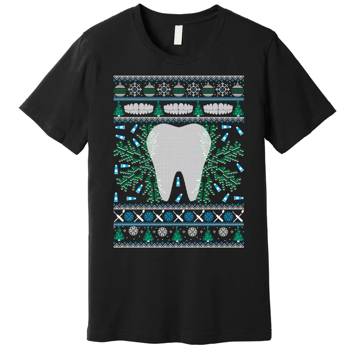 Dental Hygienist Ugly Christmas Funny Holiday Premium T-Shirt