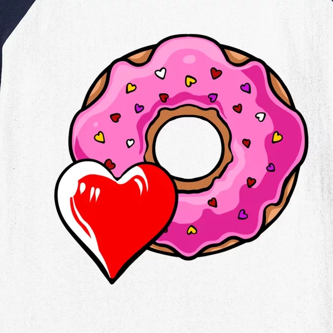 Donut Heart Valentines Day Doughnut Dessert Sweet Food Love Gift Baseball Sleeve Shirt