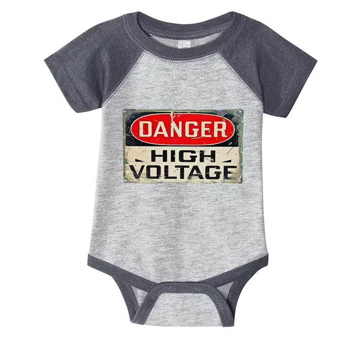 Danger High Voltage Old Rusted Danger Sign Infant Baby Jersey Bodysuit