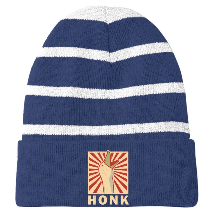 Duck Honk Vintage Striped Beanie with Solid Band