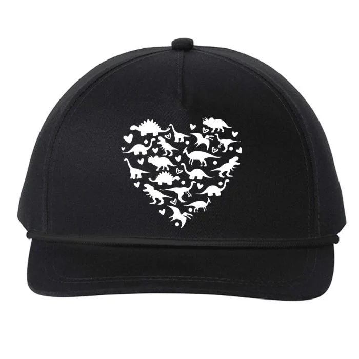 Dinosaur Heart Valentines Day Snapback Five-Panel Rope Hat