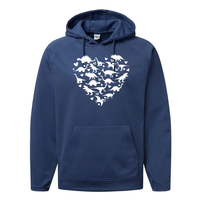 Dinosaur Heart Valentines Day Performance Fleece Hoodie