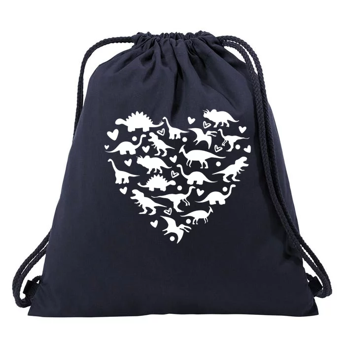 Dinosaur Heart Valentines Day Drawstring Bag