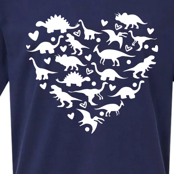 Dinosaur Heart Valentines Day Sueded Cloud Jersey T-Shirt