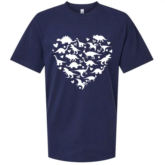 Dinosaur Heart Valentines Day Sueded Cloud Jersey T-Shirt