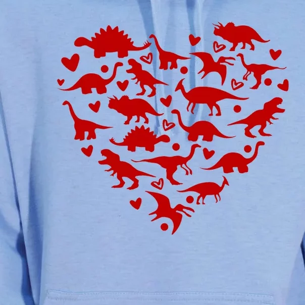 Dinosaur Heart Valentines Day Unisex Surf Hoodie