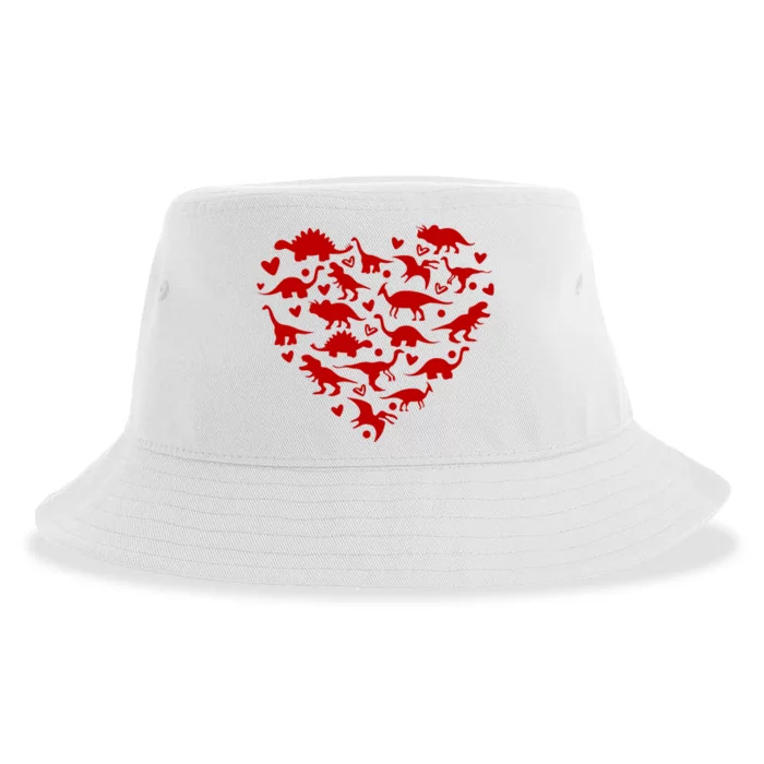 Dinosaur Heart Valentines Day Sustainable Bucket Hat