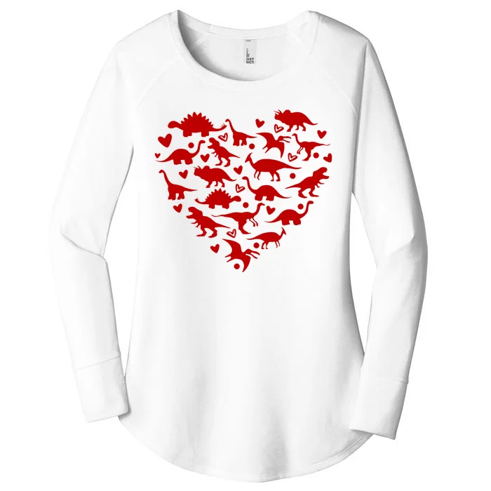 Dinosaur Heart Valentines Day Women's Perfect Tri Tunic Long Sleeve Shirt