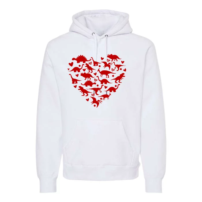 Dinosaur Heart Valentines Day Premium Hoodie