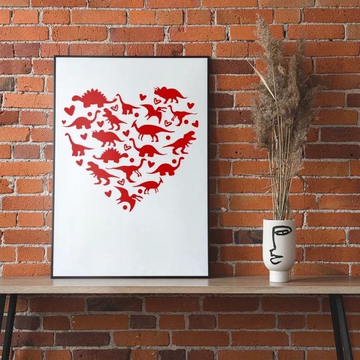 Dinosaur Heart Valentines Day Poster