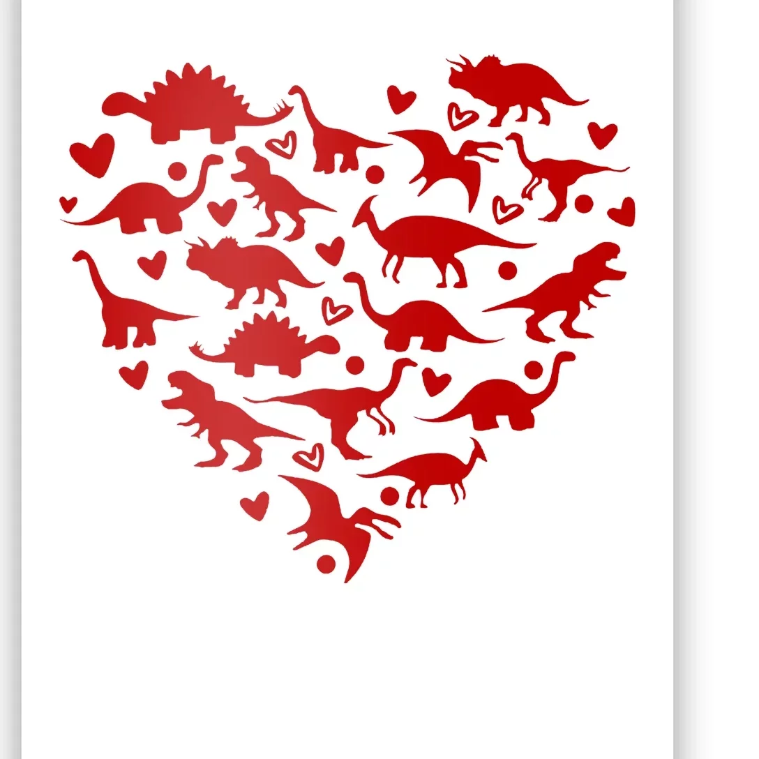 Dinosaur Heart Valentines Day Poster