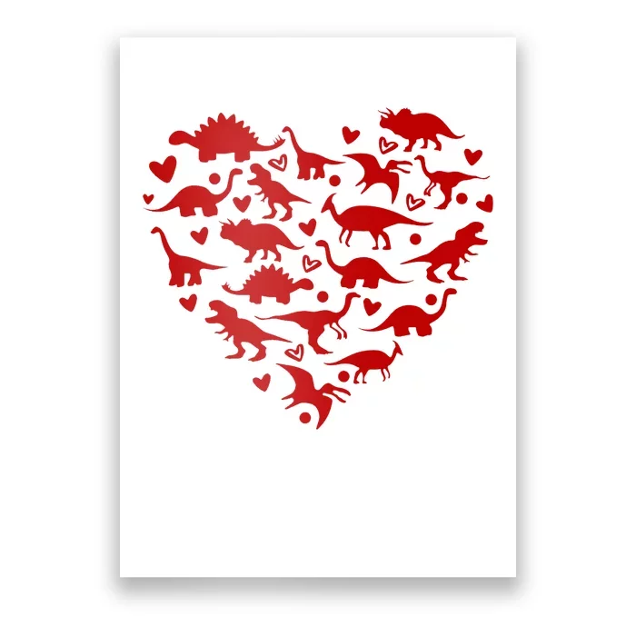 Dinosaur Heart Valentines Day Poster