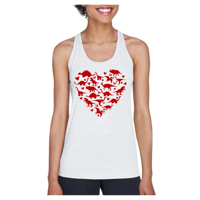 Dinosaur Heart Valentines Day Women's Racerback Tank