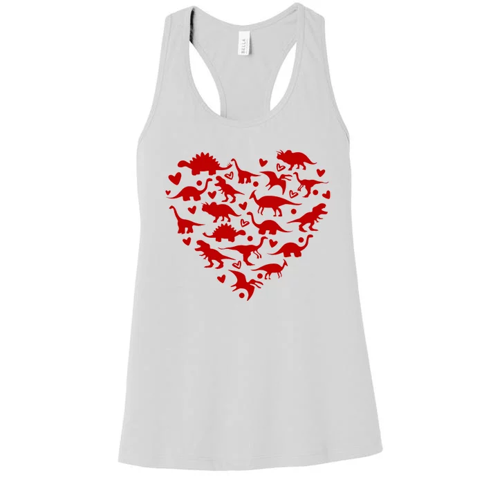 Dinosaur Heart Valentines Day Women's Racerback Tank