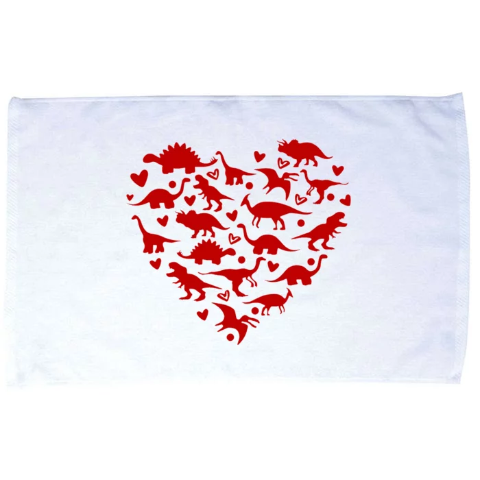 Dinosaur Heart Valentines Day Microfiber Hand Towel