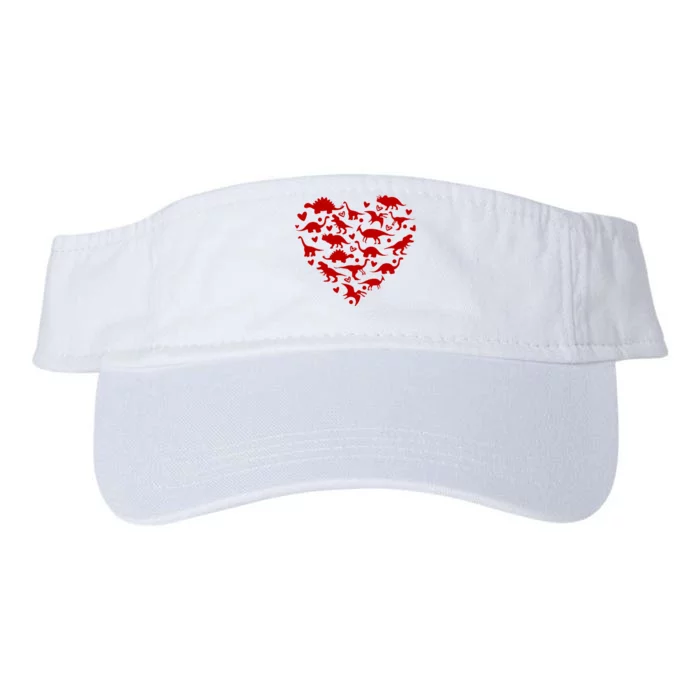 Dinosaur Heart Valentines Day Valucap Bio-Washed Visor