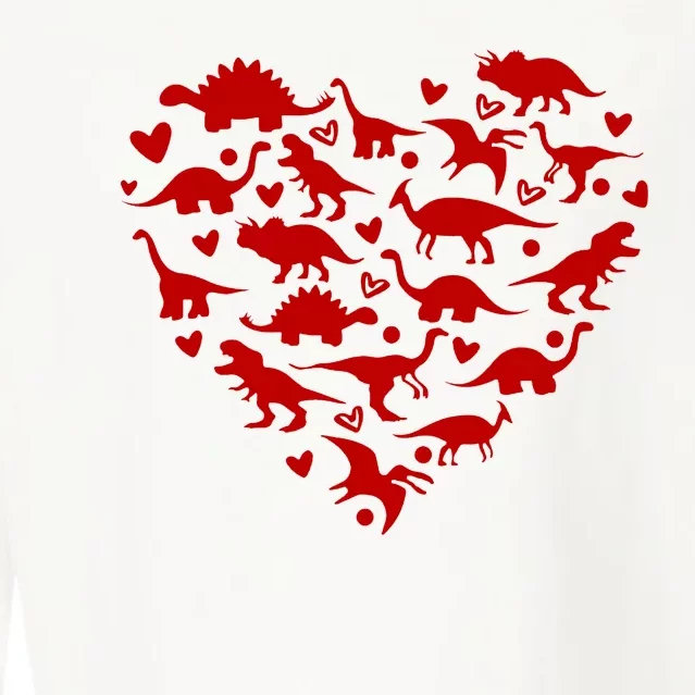 Dinosaur Heart Valentines Day Cropped Pullover Crew