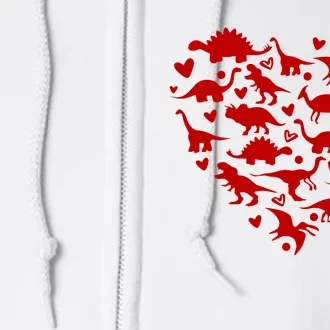 Dinosaur Heart Valentines Day Full Zip Hoodie