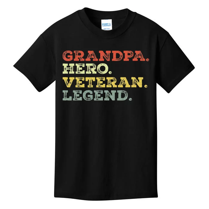 Dad Hero Veteran Legend Design For Grandpa Veteran Kids T-Shirt