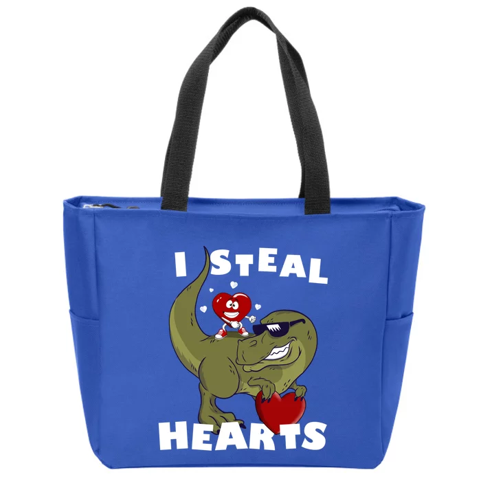 Dinosaur Heart Valentines Day Gift Zip Tote Bag