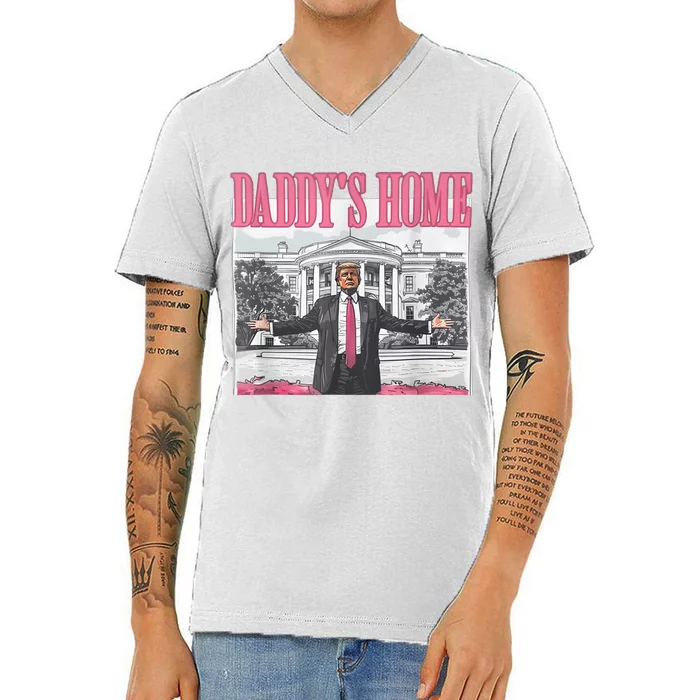 Daddys Home Vote Donald Trump 2024 Election V-Neck T-Shirt