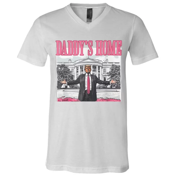 Daddys Home Vote Donald Trump 2024 Election V-Neck T-Shirt