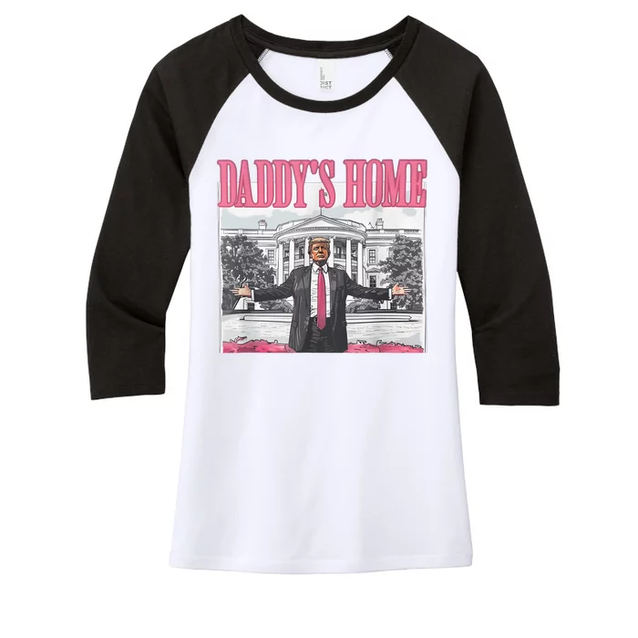 Daddys Home Vote Donald Trump 2024 Election Women's Tri-Blend 3/4-Sleeve Raglan Shirt