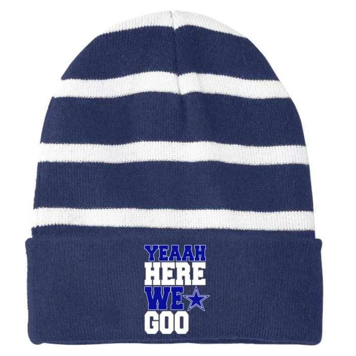 Dallas Here We Go Football Striped Beanie with Solid Band