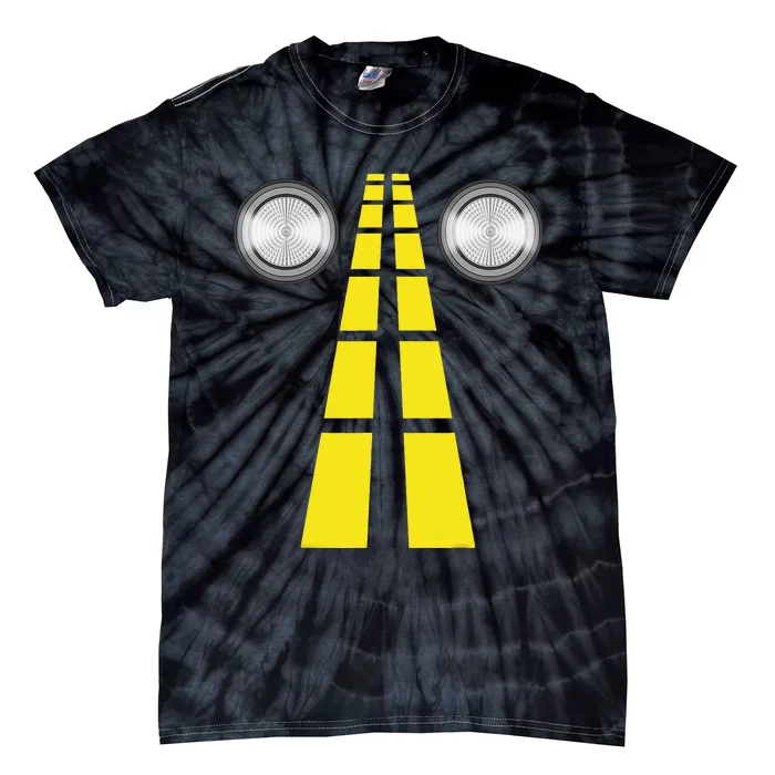 Deer Headlights With Road Markings Couples Costume Halloween Tie-Dye T-Shirt